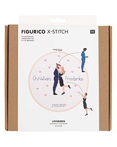 Borduurpakket  lovebirds van rico Design 100113 incl borduurring