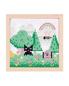 Rico Design borduurpakket Pixel kunst landschap 100223 telpatroon incl. frame