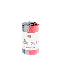Rico design hooki hooki knoopgaren 6.5cm 100335 (zwart/grijs/roze)