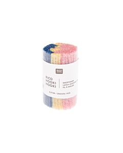 Rico design hooki hooki knoopgaren 6.5cm 100338 (roze/blauw/lichtgeel)