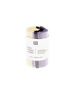 Rico design hooki hooki knoopgaren 6.5cm 100339 (zwart/paars/lichtgeel) 