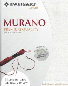 Borduurstof Murano 32counts/12.6 draadjes per cm kleur 11 wit met glitter van Zweigart