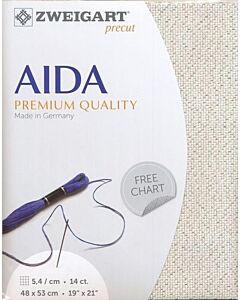 Zweigart borduurstof aida 14ct/5.4 kruisje van kl. wit met goude glitter 118 afm. 48x53cm