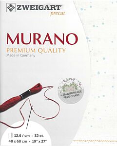 Borduurstof Murano 32counts/12.6 draadjes per cm wit met blauwe stippen 1299 van Zweigart