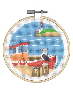 Borduurpakket boot aan de pier van Permin  13-1422 incl borduurring
