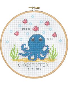 Permin borduurpakket geboortetegel octopus 13-4419 incl. borduurring