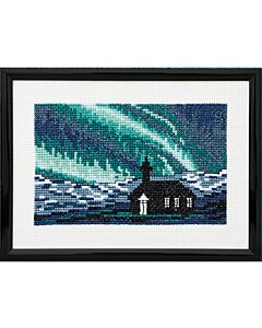 Permin borduurpakket kerk in het noorderlicht 13-5399 telpatroon