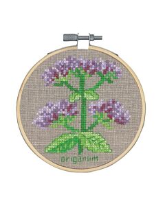 Borduurpakket Oregano kruidenplant om te borduren incl borduurring Permin 13-0355