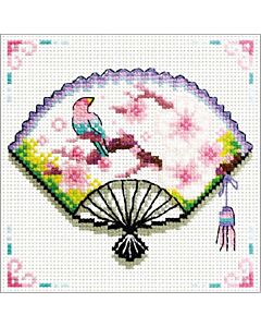 Voorbedrukt borduurpakket cherry blossom Fan - waaier Needleart World op aida 140.029