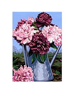 Voorbedrukt canvas vaas met pioenen om te borduren van Margot 1531360