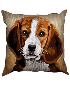 Borduurpakket Beagle kussen met halve kruissteek.