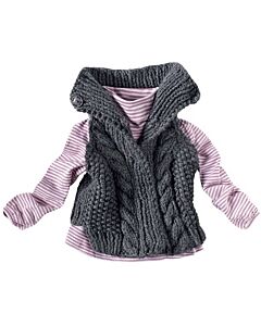 Vest voor 2 tot 10 jaar met gratis breipatroon van rapido (50% polyamide, 25% wol en 25% acryl) van Phildar op breinaald 6-7.  Gebruikte steken: boordsteek 1/1, tricotsteek en fantasiesteek. U kunt dit patroon terug vinden in Phildar breiboek nr.56. 