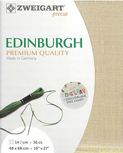 Linnen borduurstof Edinburgh 35counts kl 233  Antique Ivory afm. 48x68cm Zweigart