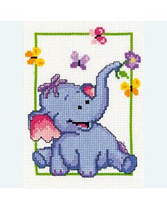 Vervaco borduurpakket Heffalump met vlinders op aida om te borduren