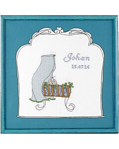 Borduurpakket Geboortetegel wieg: Johan van betje.com