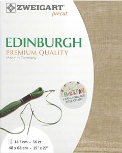 Linnen borduurstof Edinburgh 35counts kl 3009 vintage mokka afm. 48x68cm Zweigart