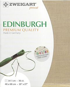 Linnen borduurstof Edinburgh 35counts kl 309 zand afm. 48x68cm Zweigart