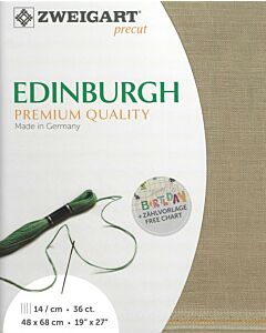 Linnen borduurstof Edinburgh 35counts kl 323 kaki afm. 48x68cm Zweigart