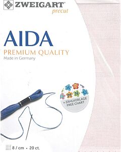 Borduurstof aida 20ct/8 kruisje van Zweigart kl. 4115 rose afm. 48x53cm