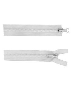 Dubbel deelbare rits 85cm grijs met bloktand.