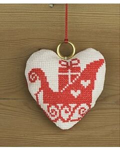 Borduurpakket Kerstboomhangertje hart slee Permin