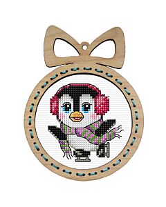 Orchidea borduurpakket kerst pinguïn 6675 telpatroon incl. frame