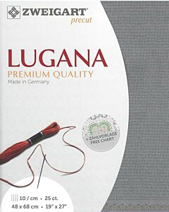 Borduurstof Lugana 25ct / 10 draadjes per cm van Zweigart  grijs 7036 afm 48x68 cm