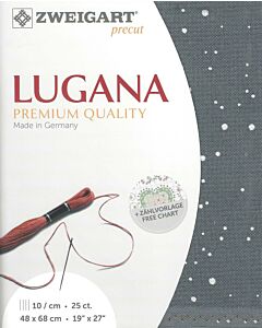 Borduurstof Lugana 25ct / 10 draadjes per cm van Zweigart grijs met stippen  afm 48x68 cm