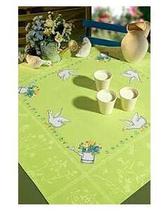 Borduurpakket tafelkleed met telpatroon ganzen Rico design 77509.52.21
