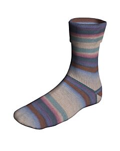 Lang Yarns Super Soxx Color kl.504 Sportysoxx (beige/bruin/blauw/turquoise/paars/roze) is een 4 draads sokkenwol