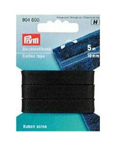 Katoenband zwart 10mm breed van Prym