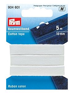 Katoenband wit 10mm breed van Prym
