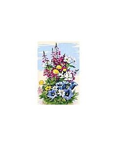 Voorbedrukt stramien/canvas van veldbloemen van Seg de Paris.928.223