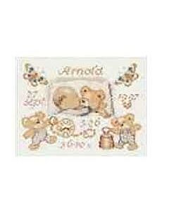 Borduurpakket geboortelap baby en beren Arnold