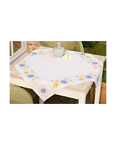 blauwe en gele bloemen borduurpakket