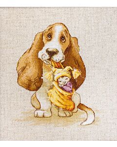  Borduurpakket basset om te borduren van Luca-s om te borduren B1121