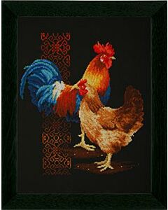 Borduurpakket  Fiere haan en kip om te borduren Vervaco pn-0162577