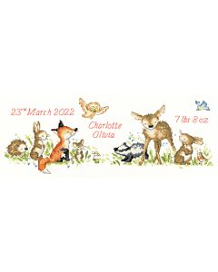 Borduurpakket geboorte tegel Woodland Welcome xkg4 borduren van Bothy Threads