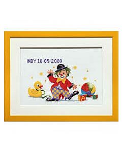 Pako borduurpakket geboortelap Clown Indy 225.296