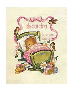 Borduurpakket  geboortelap  rose wieg Alexander van pako
