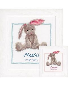 Borduurpakket geboortelap schattig konijn om te borduren voor een baby Vervaco pn-0144493