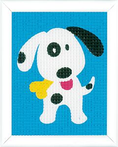 Borduurpakket halve kruissteek leuk hondje voor kinderen Vervaco pn-0156897. 