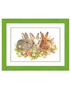 Vervaco borduurpakket  konijnen in bloemenveld borduren pn-0143866