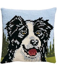 Borduurpakket  kruissteekkussen border collie Pako 003.124