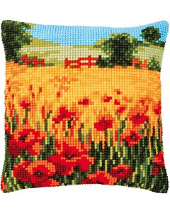 Borduurpakket kruissteekkussen klaprozenlandschap van Vervaco pn-0187767