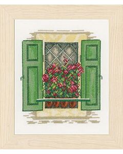Borduurpakket Raam met groene luiken om te borduren lanarte pn-0167122