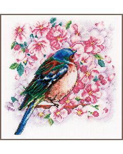 Borduurpakket vogel tussen bloesem van Vervaco pn-0147275