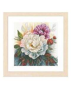 Borduurpakket witte rozen met  linnen van Lanarte PN-0165377