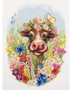 Borduurpakket zonnige koe van Panna 7217 borduren