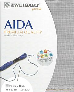 Borduurstof aida 18count - 7 kruisjes kleur 7729 grijs marmer